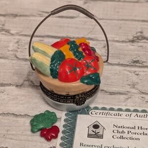 Cooking Club Bountiful Harvest Vegetables Trinket Box Porcelain